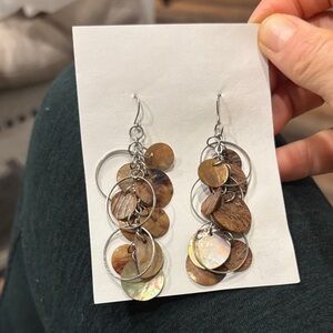 Chic Silver and Brown Dangle Earrings